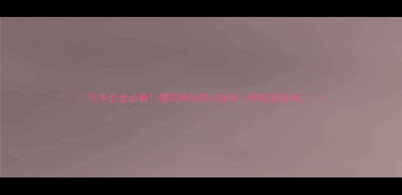 图片 🔥汉中企业必看！爆款网站优化指南（附实操案例）🔥1