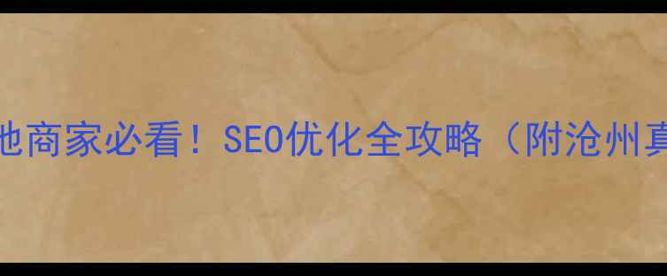 图片 🔥沧州本地商家必看！SEO优化全攻略（附沧州真实案例）