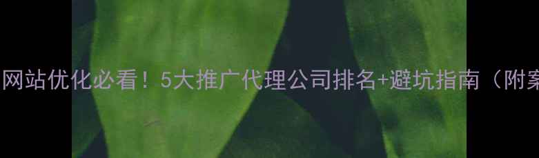 图片 🔥河南网站优化必看！5大推广代理公司排名+避坑指南（附案例）2