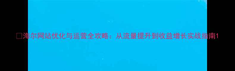 图片 🔥海尔网站优化与运营全攻略：从流量提升到收益增长实战指南1