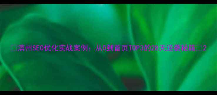 图片 🔥滨州SEO优化实战案例：从0到首页TOP3的28天逆袭秘籍🚀2