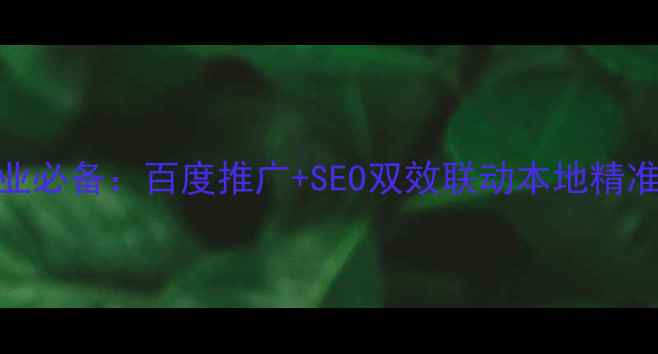 图片 🔥石家庄企业必备：百度推广+SEO双效联动本地精准引流攻略💥