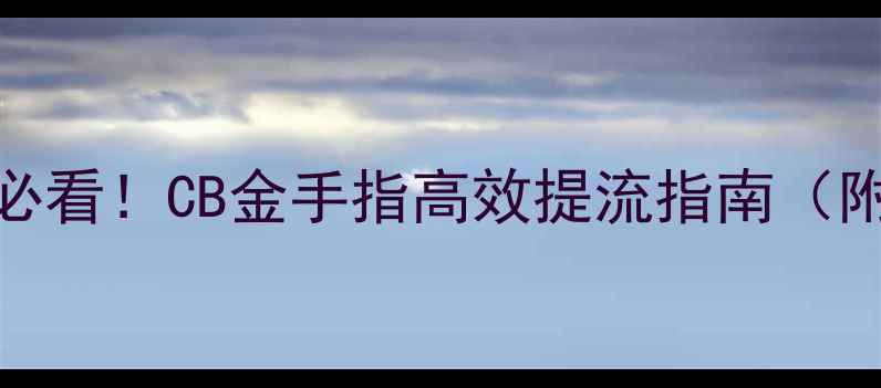 图片 🔥网站优化必看！CB金手指高效提流指南（附避坑清单）