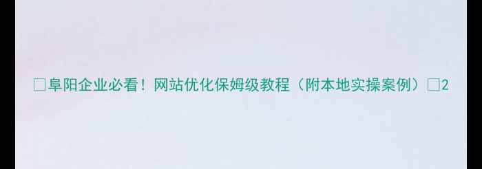 图片 🔥阜阳企业必看！网站优化保姆级教程（附本地实操案例）💻2