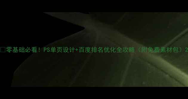 图片 🔥零基础必看！PS单页设计+百度排名优化全攻略（附免费素材包）2