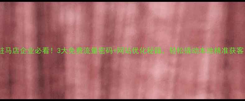 图片 🔥驻马店企业必看！3大免费流量密码+网站优化秘籍，轻松撬动本地精准获客！2