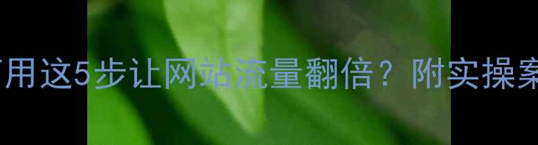 图片 🔥黄贝区企业如何用这5步让网站流量翻倍？附实操案例和避坑指南🔥1