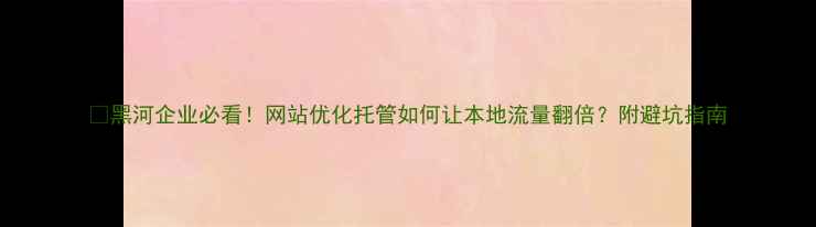 图片 🔥黑河企业必看！网站优化托管如何让本地流量翻倍？附避坑指南