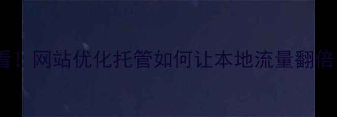 图片 🔥黑河企业必看！网站优化托管如何让本地流量翻倍？附避坑指南1